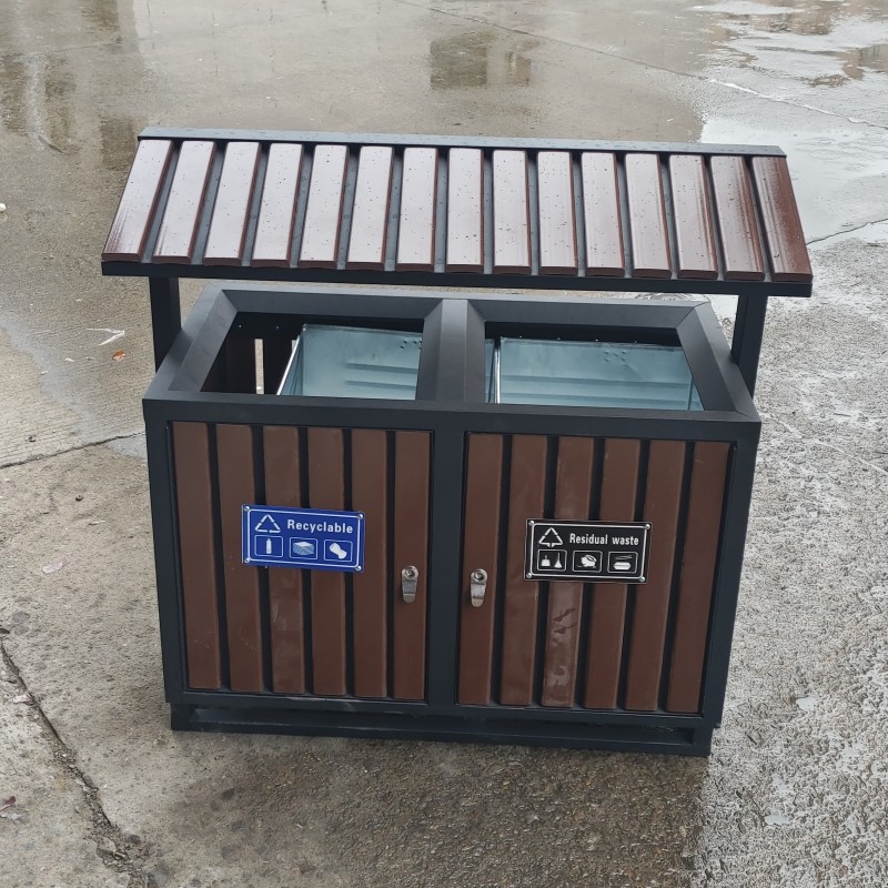 钢木垃圾桶