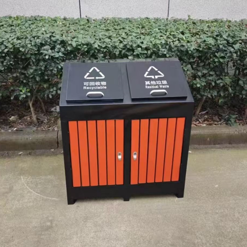 钢木垃圾桶